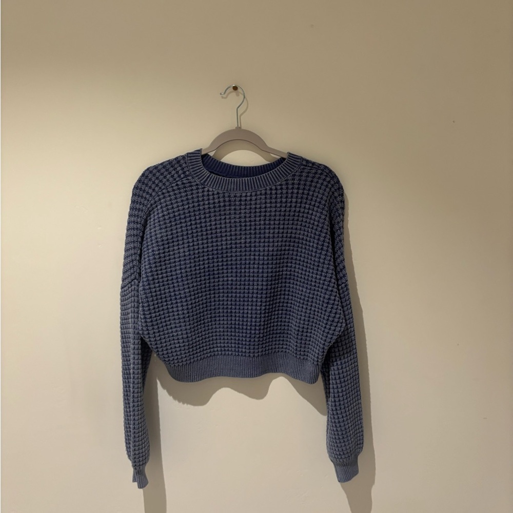 Blue Waffle Knit Sweater